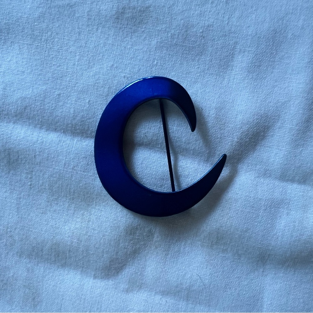 Blue Crescent Moon Brooch